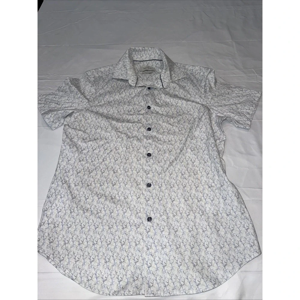 Bugatchi short-sleeved 8 Way Stretch double-mercerized Sz M Performance Grey